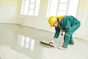 Professional floor leveling contractors at work